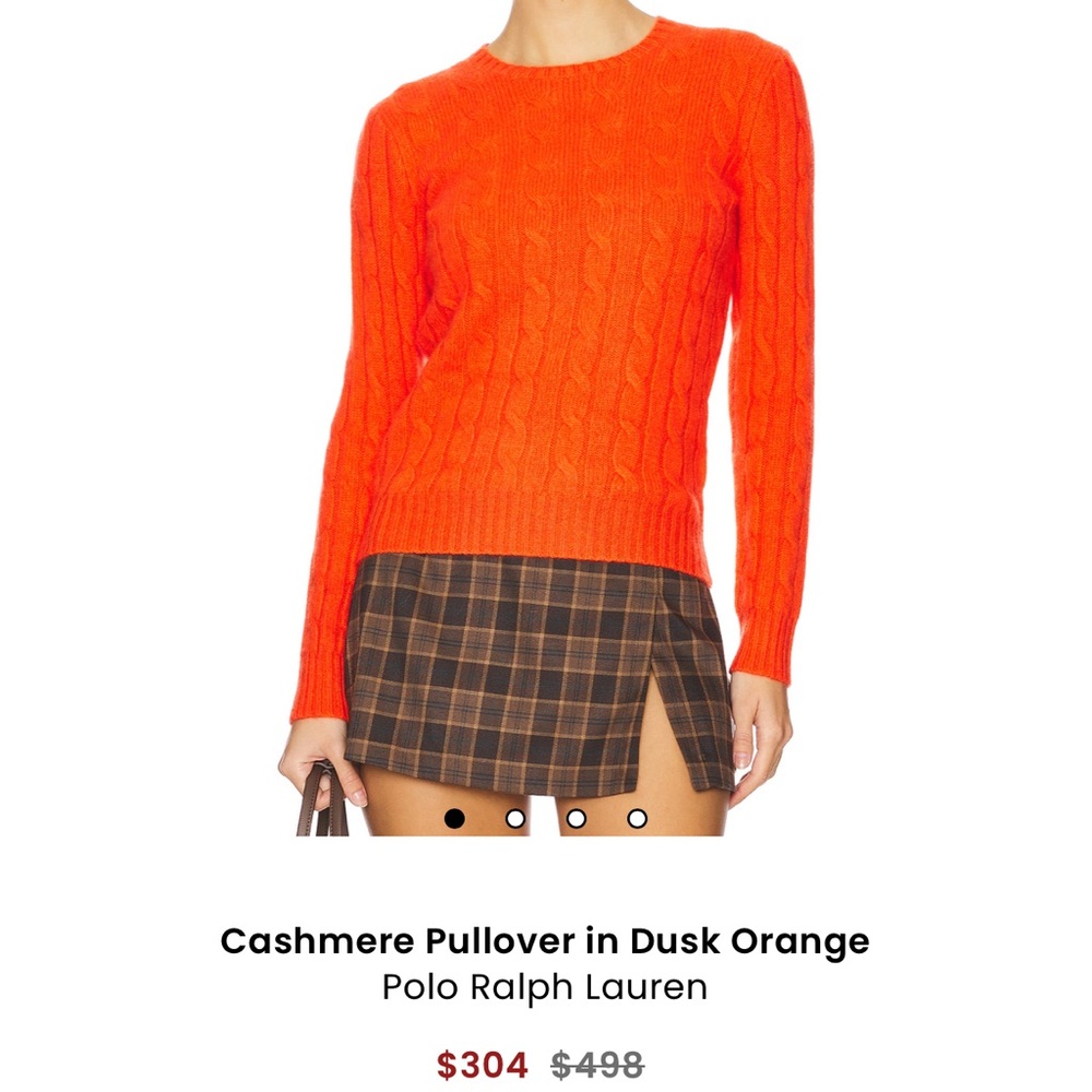 Polo by Ralph Lauren (Small) 100% Cashmere Orange Pullover Crewneck Knit Sweater